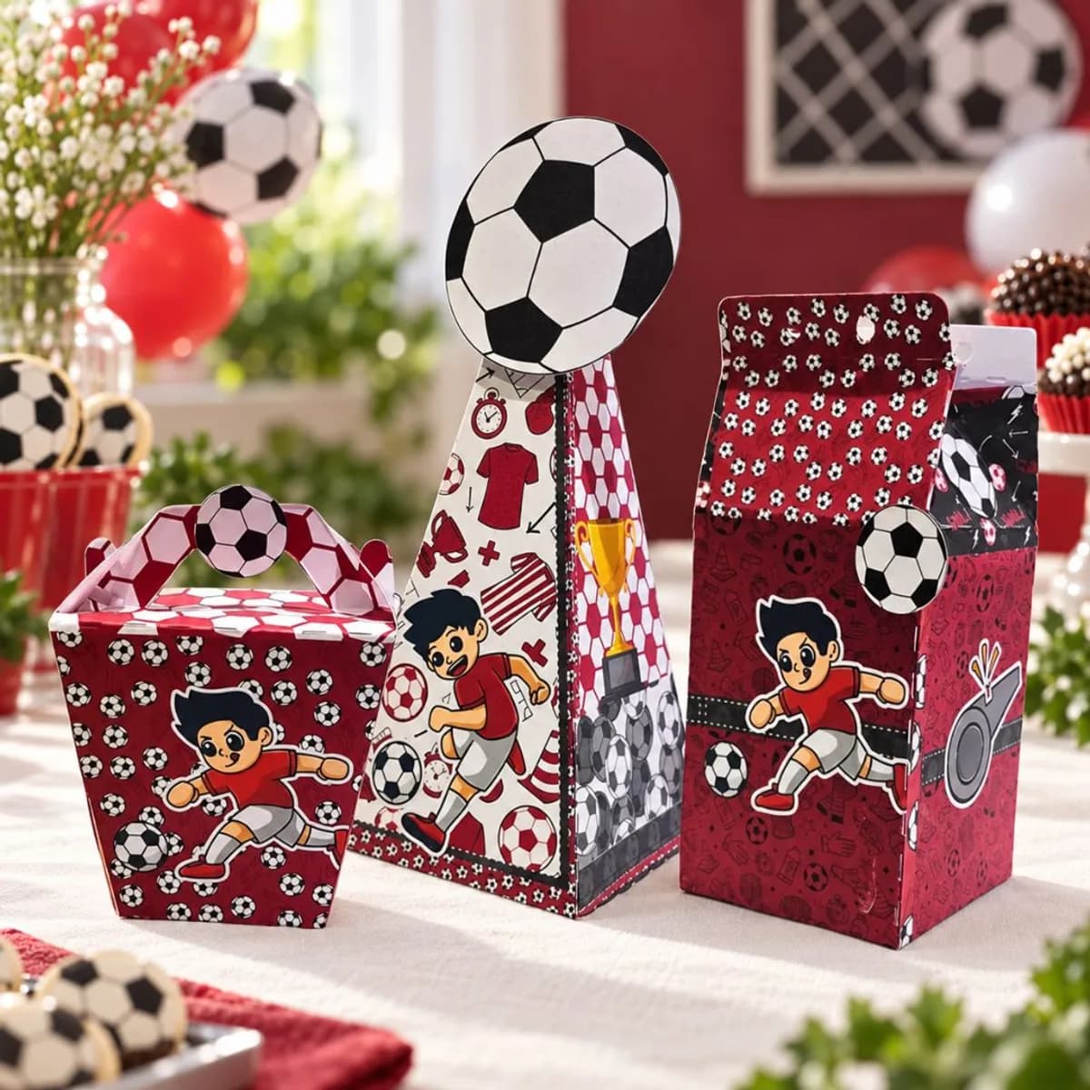 Kit Festa Personalizados Futebol Vermelho - Lembrancinhas Personalizadas Mimosê (Kit com 30)