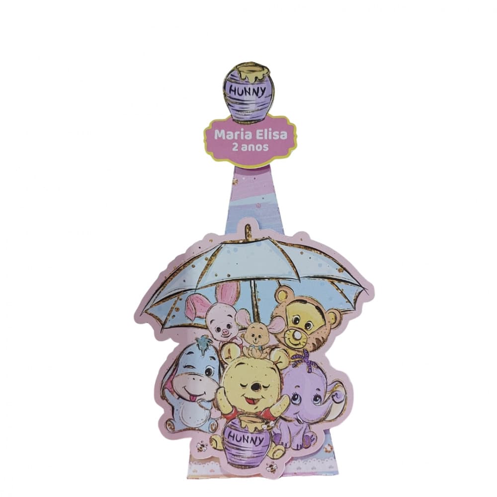 Caixa Pirâmide Amigo Urso (10 unidades) - Papelaria Personalizada para Festa Infantil